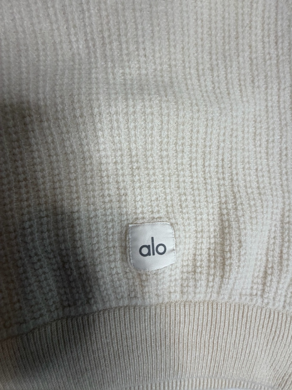 ALO Yoga Cream Half-Zip Cowl Waffle Knit Sweater - Picture 5 of 6